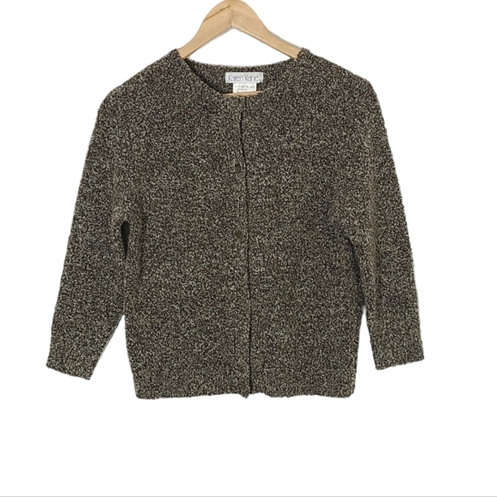 Vtg Karen Kane Tweedy Cashmere and Merino Wool Blend Cardigan Women's Size M